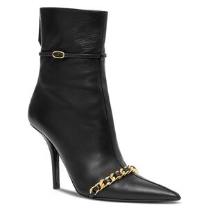 BURBERRY: Women's Andrea Pointed Toe Chain Trim High Heel Booties